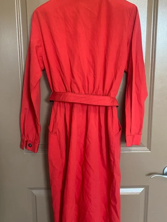 Willie of California Vintage Classic Red Button-Front Shirt Dress with Belt - Picture 5 of 5